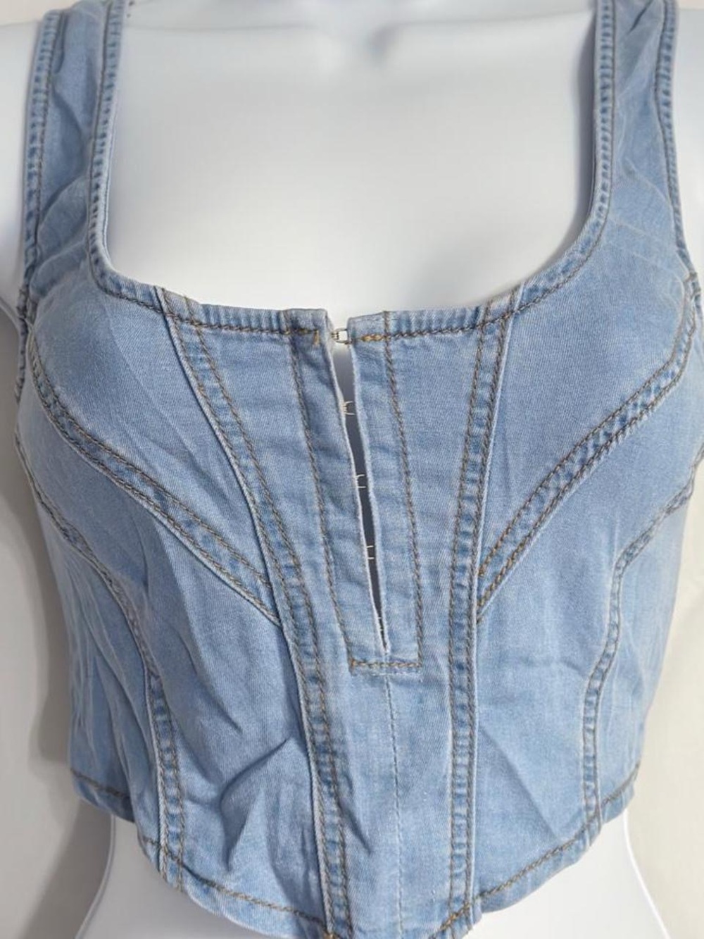 y2k denim corset crop top